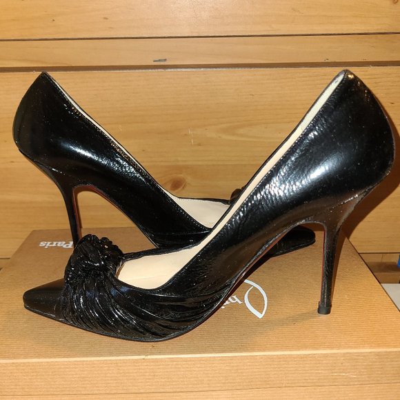Christian Louboutin 36.5 Black Patent Leather Knotted Pointy-toed Pumps - Picture 11 of 11